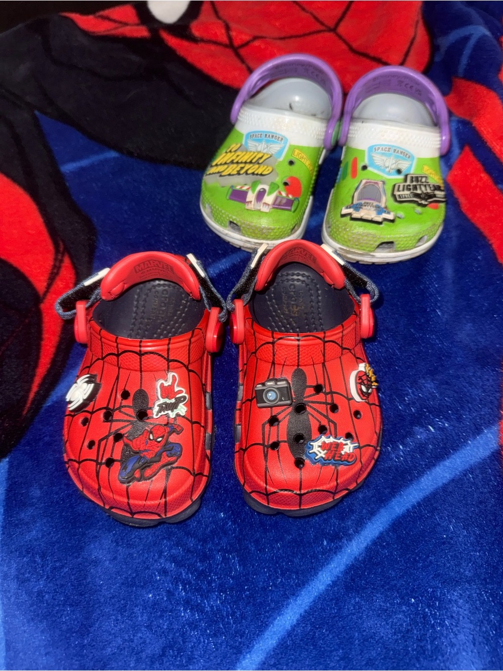 Toddler Spider Man & Toy Story Crocs.